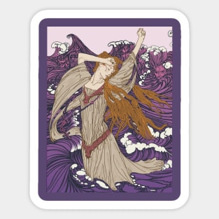 Pre-Raphaelite girl 3 (Purple) Sticker